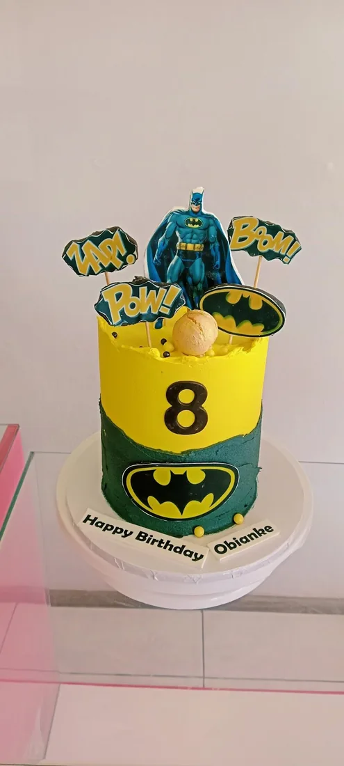 Superhero themed celebration cake