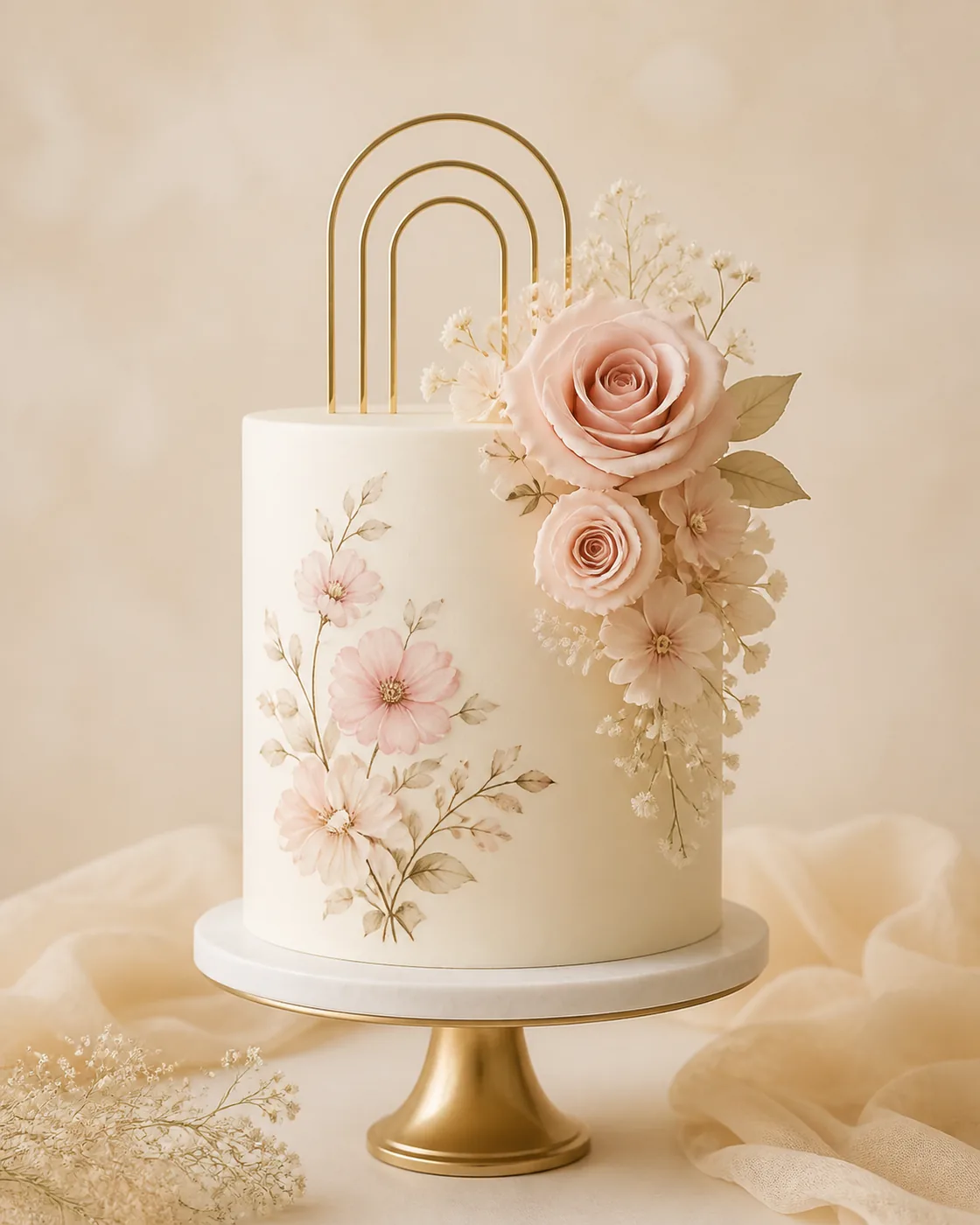 Baby celebration cake with gold topper