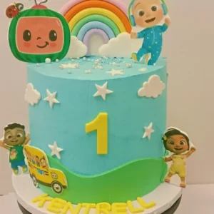 Sky Blue Rainbow and Clouds Cake