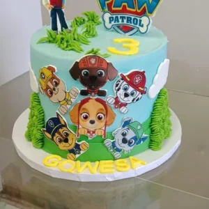 Green Grass and Puppy Toppers Cake