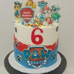 Red and Blue Puppy Cake