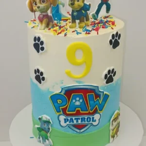 White and Green Paw Print Cake