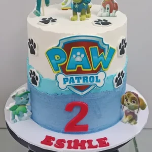 White and Blue Puppy Cake