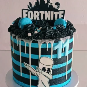 Black and Blue Gaming Drip Cake