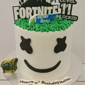 White Smiling Face Gamer Cake