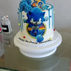 Blue Swirl and Gold Ring Cake