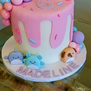 Pink Drip and Sea Friends Cake