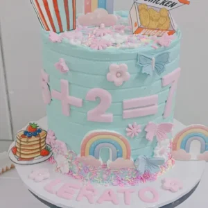 Popcorn and Rainbow Cake
