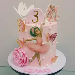 Pink Ballerina and Butterfly Cake