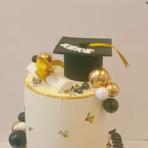 Cream and Gold Graduation Cake