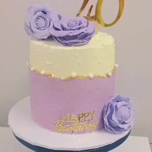 Lilac Rose and Gold Leaf Cake
