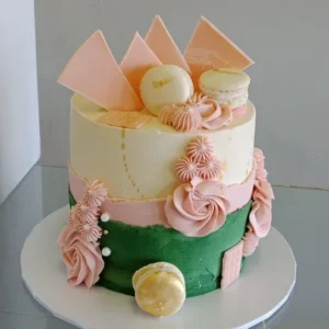 Green and Pink Macaron Cake