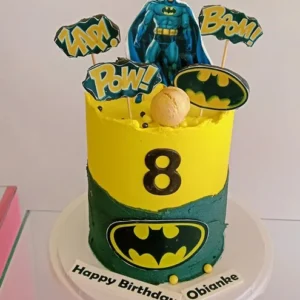 Yellow and Green Bat Emblem Cake